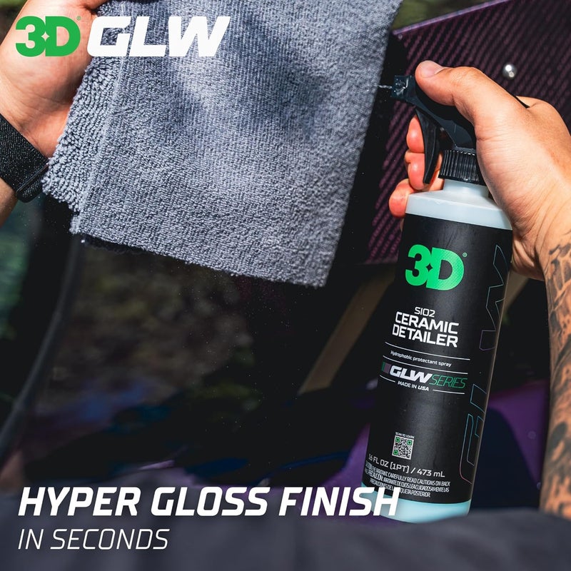 3D Ceramic Detailer, GLW Series | Hyper Gloss Finish | SiO2 Peak Hydrophobic Top Coat | Extends Life of Waxes, Sealants, Coatings | DIY Car Detailing Spray | 64 oz - Image 3